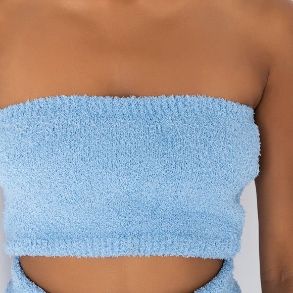Callie Lives Tops - Stasia Teddy: Powder Blue Tube Top Medium